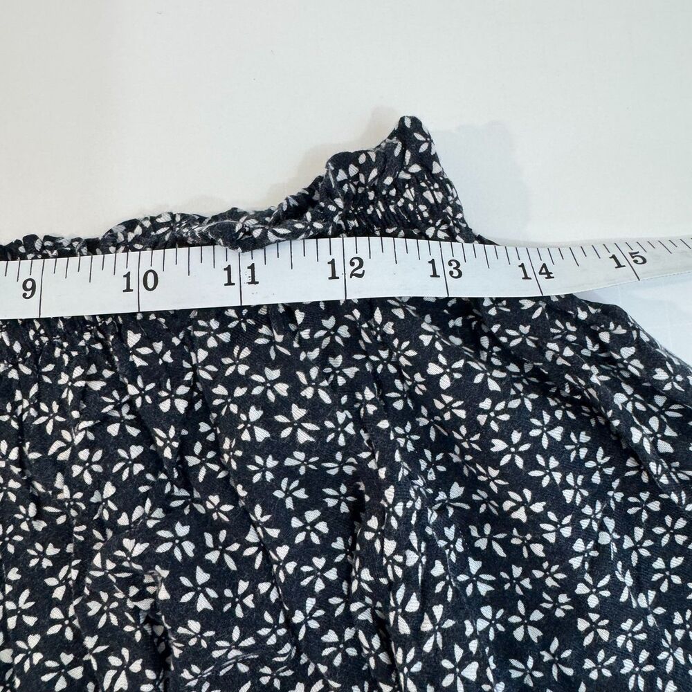 Brandy Melville Women OS Navy Floral Off Shoulder Long Sleeves Elastic Trim Top - Picture 6 of 8
